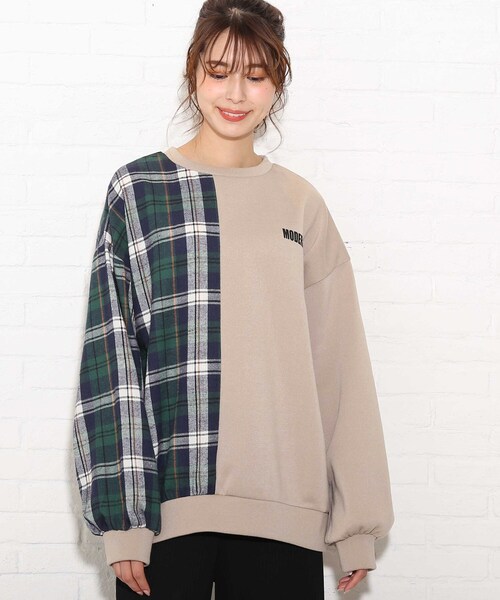 Cutie Blonde（キューティーブロンド）の「◆チェック切替ゆるっとスウェット（スウェット・レディース・ブラウン系その他/オフホワイト/ブラック・00）」の17枚目の写真