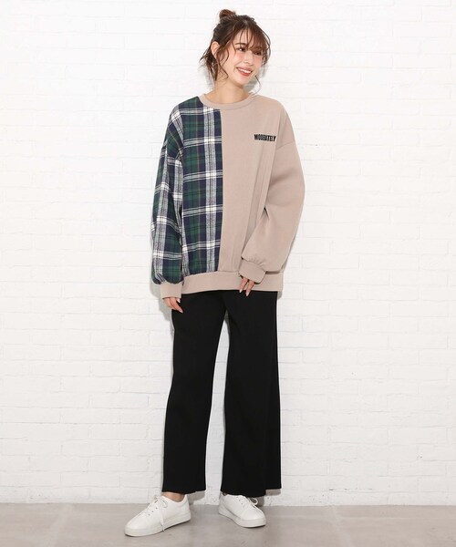 Cutie Blonde（キューティーブロンド）の「◆チェック切替ゆるっとスウェット（スウェット・レディース・ブラウン系その他/オフホワイト/ブラック・00）」の5枚目の写真