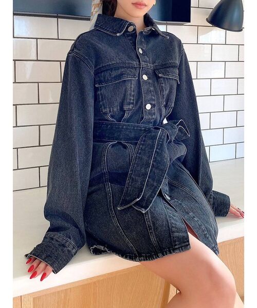 RESEXXY（リゼクシー）の「コルセットロングGジャン（デニムジャケット・レディース・ブラック/インディゴブルー/アイボリー・FREE）」の3枚目の写真