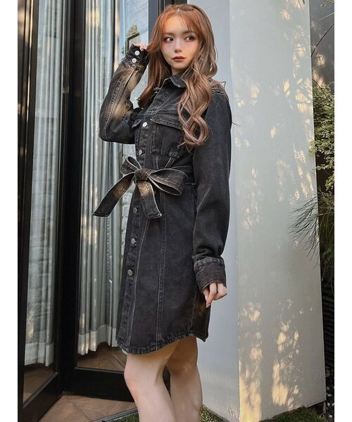 RESEXXY（リゼクシー）の「コルセットロングGジャン（デニムジャケット・レディース・ブラック/インディゴブルー/アイボリー・FREE）」の7枚目の写真