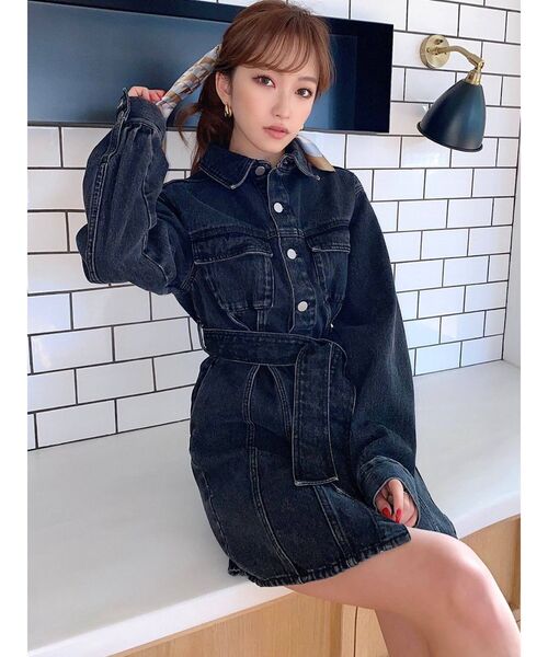 RESEXXY（リゼクシー）の「コルセットロングGジャン（デニムジャケット・レディース・ブラック/インディゴブルー/アイボリー・FREE）」の14枚目の写真