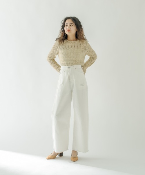 mystic(ミスティック)の「ストレッチレースショートTシャツ(Tシャツ/カットソー・レディース・ホワイト/オレンジ/ブラック/グリーン/ベージュ・FREE)」の17枚目の写真