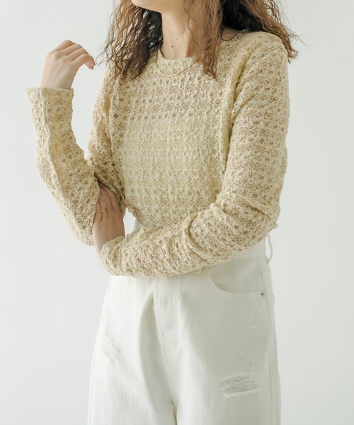 mystic(ミスティック)の「ストレッチレースショートTシャツ(Tシャツ/カットソー・レディース・ホワイト/オレンジ/ブラック/グリーン/ベージュ・FREE)」の19枚目の写真