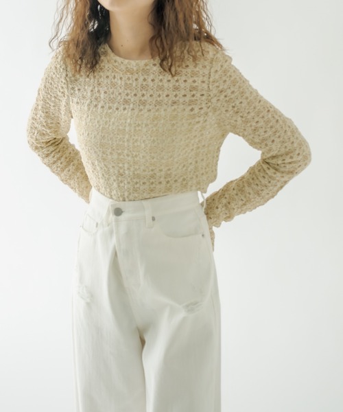 mystic(ミスティック)の「ストレッチレースショートTシャツ(Tシャツ/カットソー・レディース・ホワイト/オレンジ/ブラック/グリーン/ベージュ・FREE)」の21枚目の写真