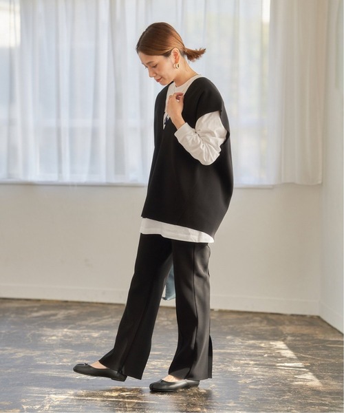 JOURNAL STANDARD（ジャーナルスタンダード）の「《追加》クレープストレッチラインパンツ◆2（その他パンツ・レディース・ブラック/ベージュ・36/38）」の3枚目の写真