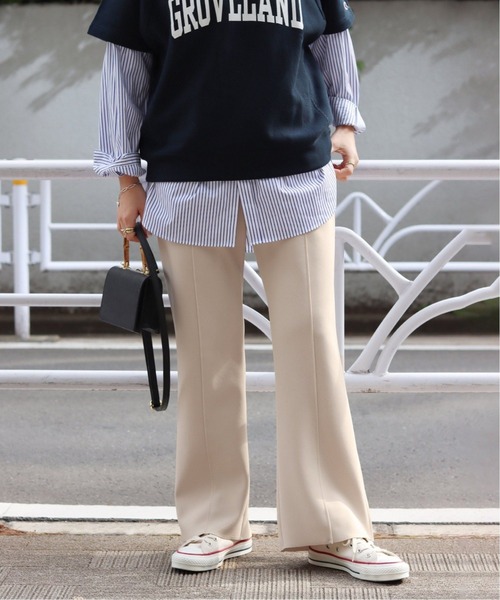 JOURNAL STANDARD（ジャーナルスタンダード）の「《追加》クレープストレッチラインパンツ◆2（その他パンツ・レディース・ブラック/ベージュ・36/38）」の8枚目の写真