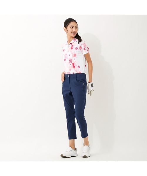 marie claire(マリ・クレール)の「marie claire/マリクレール 大花柄 ジップハイネック半袖シャツ 吸汗速乾 UVカット ゴルフウェア(シャツ/ブラウス・レディース・ネイビー/レッド・M/LL/L/3L)」の18枚目の写真