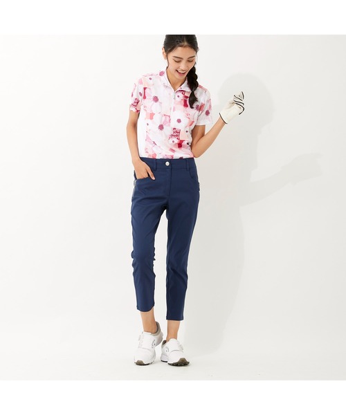 marie claire(マリ・クレール)の「marie claire/マリクレール 大花柄 ジップハイネック半袖シャツ 吸汗速乾 UVカット ゴルフウェア(シャツ/ブラウス・レディース・ネイビー/レッド・M/LL/L/3L)」の20枚目の写真