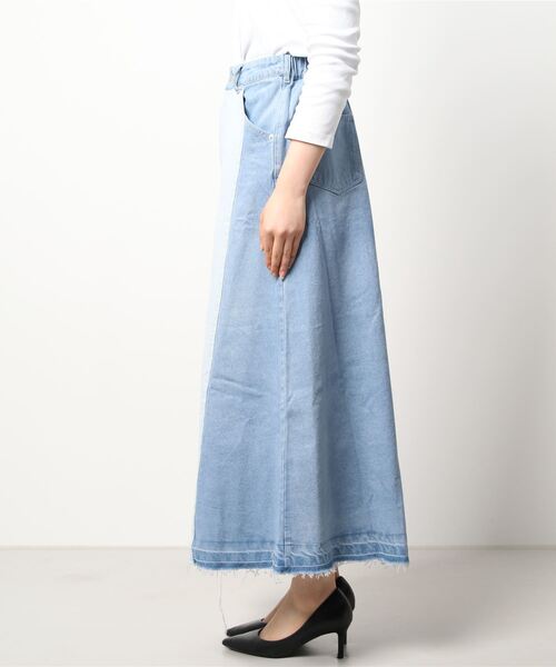 Settimissimo（セッティミッシモ）の「リメイク風デニムフレアスカート（デニムスカート・レディース・サックスブルー/ブルー・FREE）」の3枚目の写真