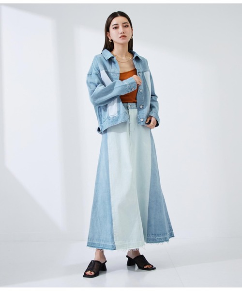 Settimissimo（セッティミッシモ）の「リメイク風デニムフレアスカート（デニムスカート・レディース・サックスブルー/ブルー・FREE）」の10枚目の写真