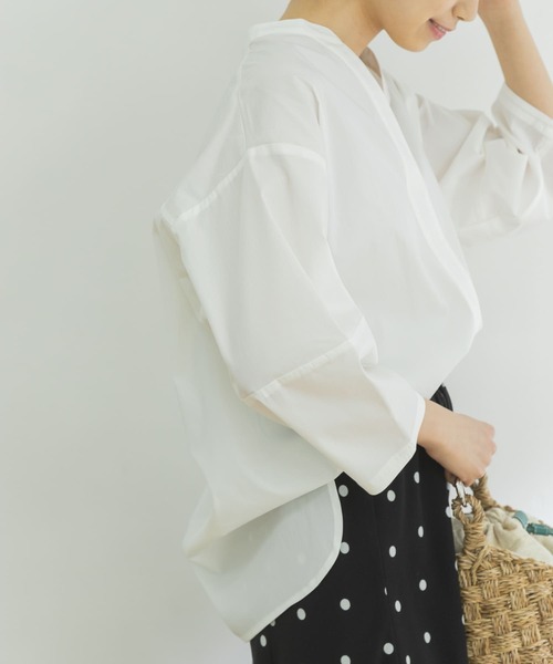 URBAN RESEARCH（アーバンリサーチ）の「ペーパータッチコットンブラウス（シャツ/ブラウス・レディース・ブルー/オフホワイト/ネイビー・FREE）」の4枚目の写真