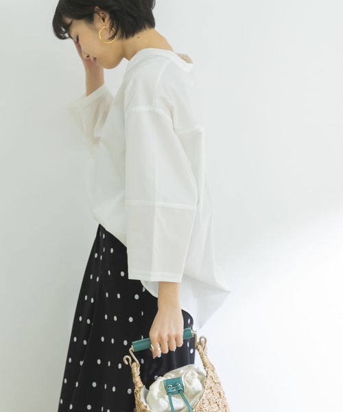 URBAN RESEARCH（アーバンリサーチ）の「ペーパータッチコットンブラウス（シャツ/ブラウス・レディース・ブルー/オフホワイト/ネイビー・FREE）」の9枚目の写真