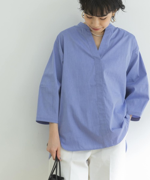 URBAN RESEARCH（アーバンリサーチ）の「ペーパータッチコットンブラウス（シャツ/ブラウス・レディース・ブルー/オフホワイト/ネイビー・FREE）」の19枚目の写真