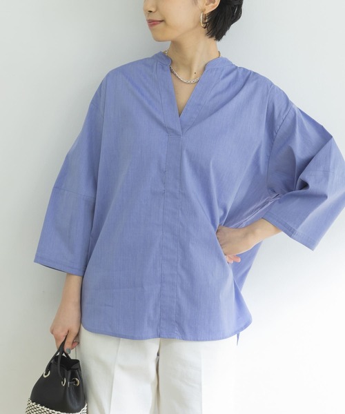 URBAN RESEARCH（アーバンリサーチ）の「ペーパータッチコットンブラウス（シャツ/ブラウス・レディース・ブルー/オフホワイト/ネイビー・FREE）」の20枚目の写真