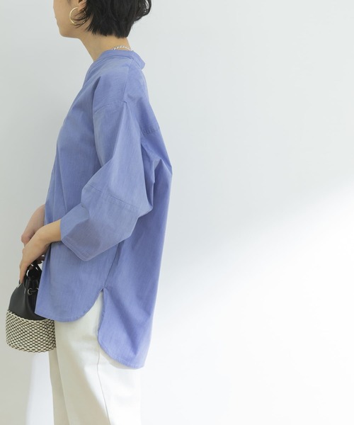 URBAN RESEARCH（アーバンリサーチ）の「ペーパータッチコットンブラウス（シャツ/ブラウス・レディース・ブルー/オフホワイト/ネイビー・FREE）」の21枚目の写真