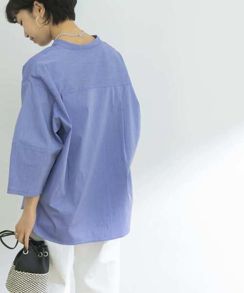 URBAN RESEARCH（アーバンリサーチ）の「ペーパータッチコットンブラウス（シャツ/ブラウス・レディース・ブルー/オフホワイト/ネイビー・FREE）」の22枚目の写真