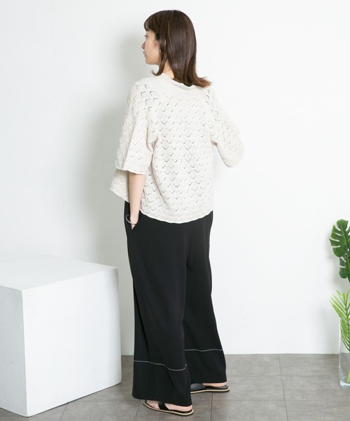 KBF（ケイビーエフ）の「デザインステッチサロペット（サロペット/オーバーオール・レディース・ブラック/ベージュ系その他・38/36）」の4枚目の写真