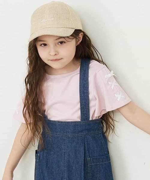 a.v.v（アーヴェヴェ）の「[140-150]レースアップリボンスリーブTシャツ（Tシャツ/カットソー・キッズ・ブラック/アイボリー/ライトパープル/ライトピンク/ミント/ホワイト/パープル・140/150）」の19枚目の写真