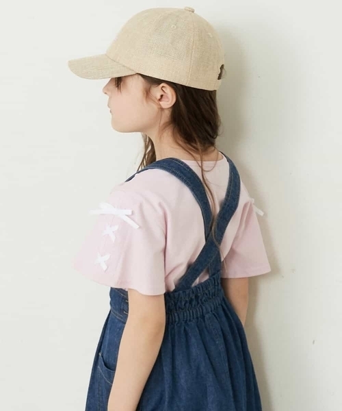 a.v.v（アーヴェヴェ）の「[140-150]レースアップリボンスリーブTシャツ（Tシャツ/カットソー・キッズ・ブラック/アイボリー/ライトパープル/ライトピンク/ミント/ホワイト/パープル・140/150）」の17枚目の写真