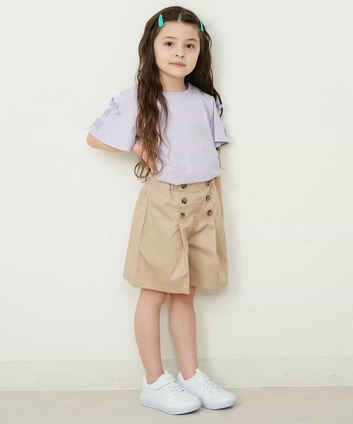 a.v.v（アーヴェヴェ）の「[140-150]レースアップリボンスリーブTシャツ（Tシャツ/カットソー・キッズ・ブラック/アイボリー/ライトパープル/ライトピンク/ミント/ホワイト/パープル・140/150）」の12枚目の写真