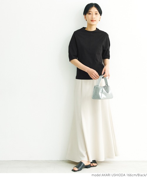 coca（coca）（コカ）の「ぽわ袖上品Tシャツ（Tシャツ/カットソー・レディース・ホワイト/ブラック/オレンジ・S/M）」の4枚目の写真