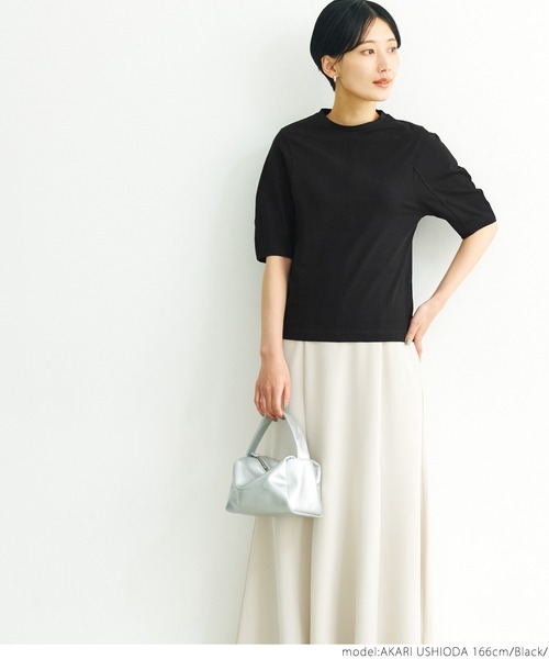 coca（coca）（コカ）の「ぽわ袖上品Tシャツ（Tシャツ/カットソー・レディース・ホワイト/ブラック/オレンジ・S/M）」の6枚目の写真