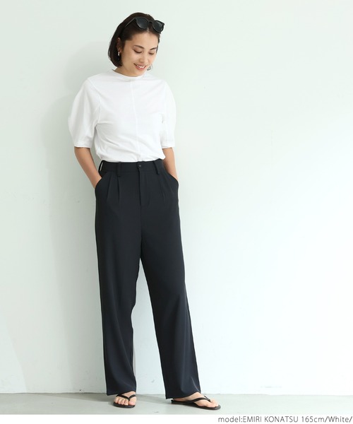 coca（coca）（コカ）の「ぽわ袖上品Tシャツ（Tシャツ/カットソー・レディース・ホワイト/ブラック/オレンジ・S/M）」の9枚目の写真