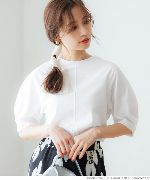 coca（coca）（コカ）の「ぽわ袖上品Tシャツ（Tシャツ/カットソー・レディース・ホワイト/ブラック/オレンジ・S/M）」の11枚目の写真