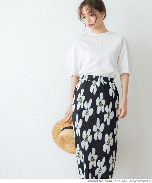 coca（coca）（コカ）の「ぽわ袖上品Tシャツ（Tシャツ/カットソー・レディース・ホワイト/ブラック/オレンジ・S/M）」の13枚目の写真