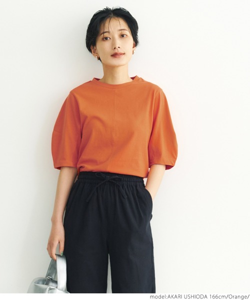 coca（coca）（コカ）の「ぽわ袖上品Tシャツ（Tシャツ/カットソー・レディース・ホワイト/ブラック/オレンジ・S/M）」の17枚目の写真