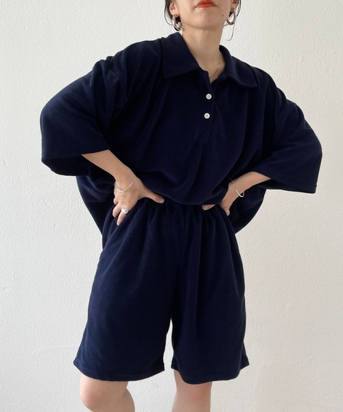 wee9s（ウィークス）の「relax pile polo set up / リラックスパイルポロセットアップ（セットアップ・レディース・ネイビー/ブラウン/グリーン・FREE）」の9枚目の写真