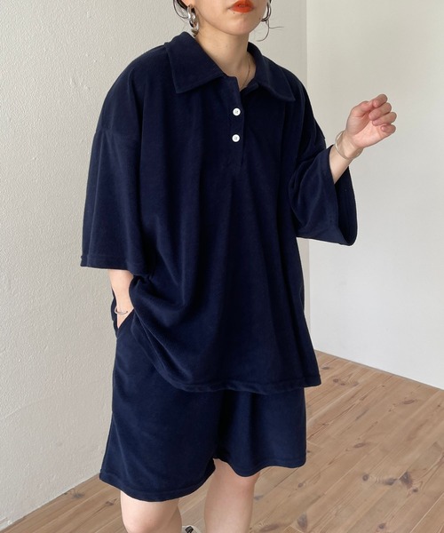 wee9s（ウィークス）の「relax pile polo set up / リラックスパイルポロセットアップ（セットアップ・レディース・ネイビー/ブラウン/グリーン・FREE）」の17枚目の写真