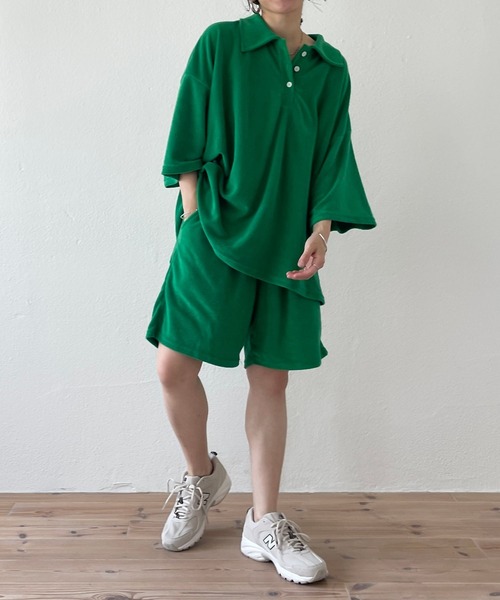 wee9s（ウィークス）の「relax pile polo set up / リラックスパイルポロセットアップ（セットアップ・レディース・ネイビー/ブラウン/グリーン・FREE）」の13枚目の写真