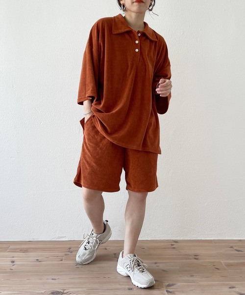 wee9s（ウィークス）の「relax pile polo set up / リラックスパイルポロセットアップ（セットアップ・レディース・ネイビー/ブラウン/グリーン・FREE）」の11枚目の写真