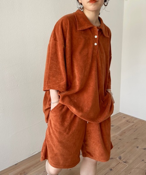 wee9s（ウィークス）の「relax pile polo set up / リラックスパイルポロセットアップ（セットアップ・レディース・ネイビー/ブラウン/グリーン・FREE）」の12枚目の写真
