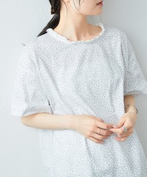 PUAL CE CIN | 小花プリント襟フリルチュニック(Tシャツ/カットソー)