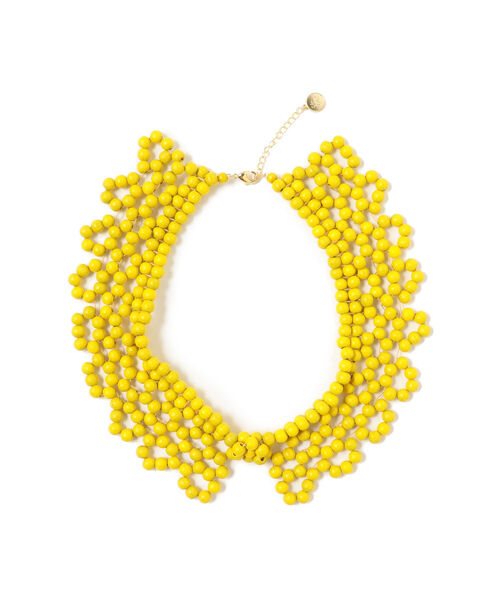 Ray BEAMS（レイビームス）の「LOTUS PINK / ウッド ビーズ カラー（付け襟・レディース・ブルー・ONE SIZE）」の3枚目の写真