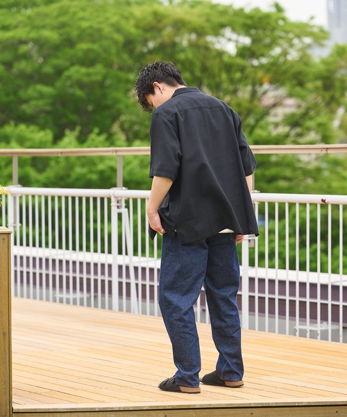 FOMARE ネイビー　シャツ バンドカラー ハイストレッチ L/S オックスフォード シャツ MONO