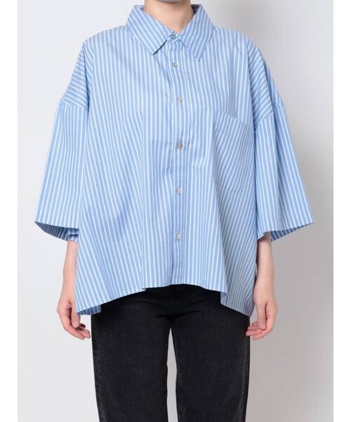 Ungrid(アングリッド)の「ビッグハーフスリーブストライプシャツ(シャツ/ブラウス・レディース・ピンク/ブルー・FREE)」の21枚目の写真