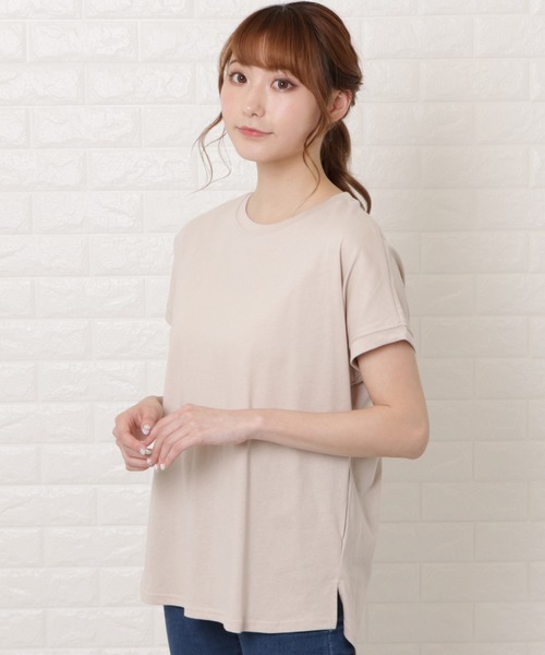 Lace Ladies(レースレディース)の「フレンチスリーブクルーネックカットソー(Tシャツ/カットソー・レディース・グレイッシュベージュ/ベージュ/ブラック/ホワイト・M/L)」の3枚目の写真