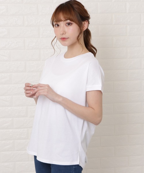 Lace Ladies(レースレディース)の「フレンチスリーブクルーネックカットソー(Tシャツ/カットソー・レディース・グレイッシュベージュ/ベージュ/ブラック/ホワイト・M/L)」の2枚目の写真