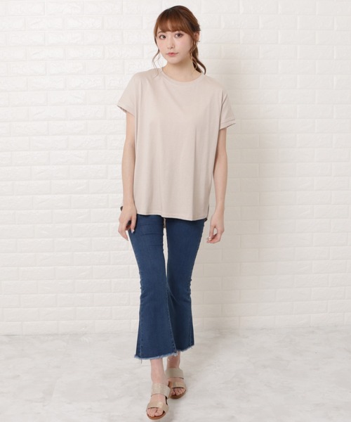 Lace Ladies(レースレディース)の「フレンチスリーブクルーネックカットソー(Tシャツ/カットソー・レディース・グレイッシュベージュ/ベージュ/ブラック/ホワイト・M/L)」の9枚目の写真