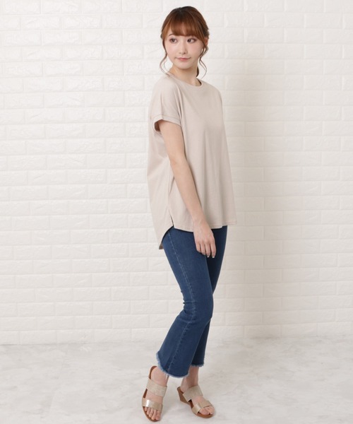 Lace Ladies(レースレディース)の「フレンチスリーブクルーネックカットソー(Tシャツ/カットソー・レディース・グレイッシュベージュ/ベージュ/ブラック/ホワイト・M/L)」の10枚目の写真