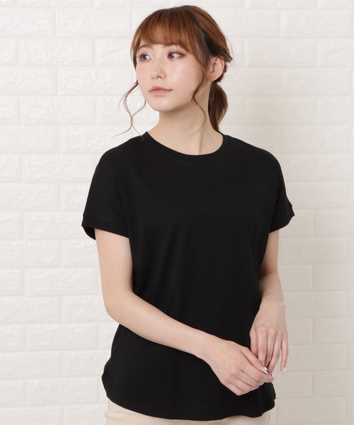 Lace Ladies(レースレディース)の「フレンチスリーブクルーネックカットソー(Tシャツ/カットソー・レディース・グレイッシュベージュ/ベージュ/ブラック/ホワイト・M/L)」の11枚目の写真