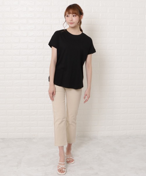 Lace Ladies(レースレディース)の「フレンチスリーブクルーネックカットソー(Tシャツ/カットソー・レディース・グレイッシュベージュ/ベージュ/ブラック/ホワイト・M/L)」の13枚目の写真