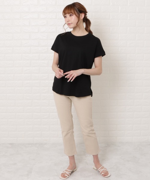 Lace Ladies(レースレディース)の「フレンチスリーブクルーネックカットソー(Tシャツ/カットソー・レディース・グレイッシュベージュ/ベージュ/ブラック/ホワイト・M/L)」の14枚目の写真