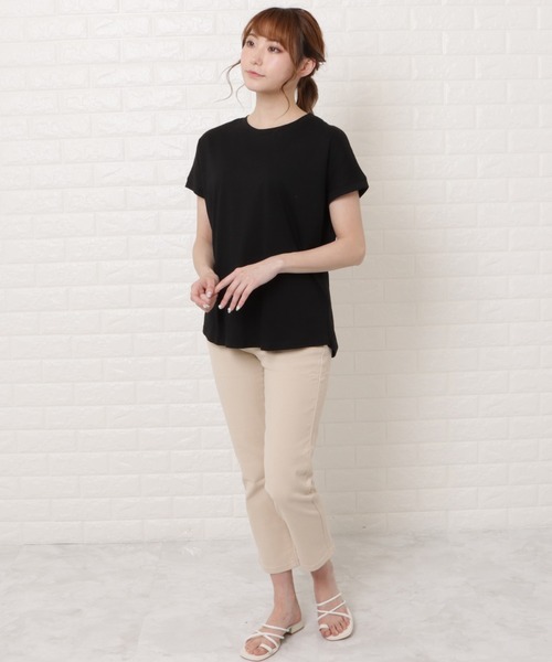 Lace Ladies(レースレディース)の「フレンチスリーブクルーネックカットソー(Tシャツ/カットソー・レディース・グレイッシュベージュ/ベージュ/ブラック/ホワイト・M/L)」の15枚目の写真