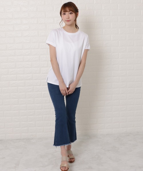 Lace Ladies(レースレディース)の「フレンチスリーブクルーネックカットソー(Tシャツ/カットソー・レディース・グレイッシュベージュ/ベージュ/ブラック/ホワイト・M/L)」の19枚目の写真
