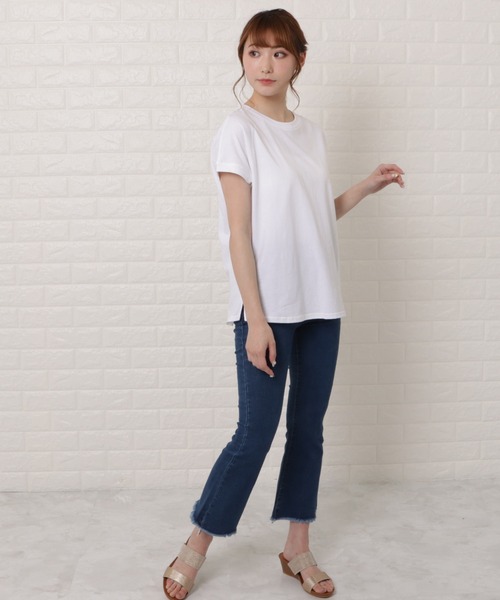 Lace Ladies(レースレディース)の「フレンチスリーブクルーネックカットソー(Tシャツ/カットソー・レディース・グレイッシュベージュ/ベージュ/ブラック/ホワイト・M/L)」の21枚目の写真