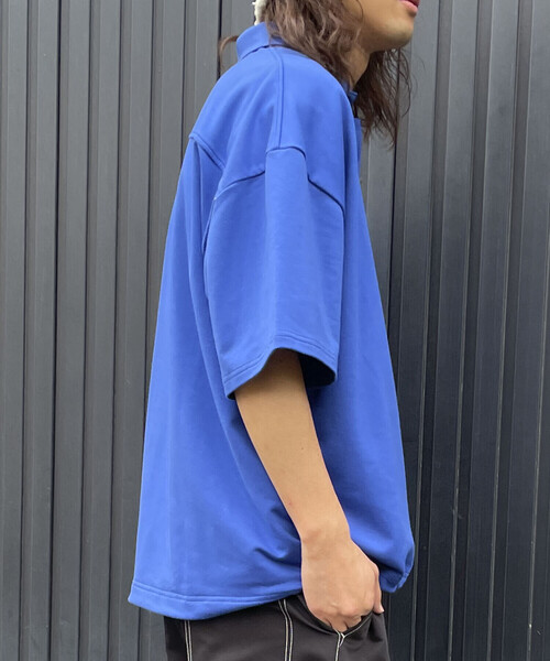 Purple&Yellow(パープルアンドイエロー)の「ビッグシルエット 半袖ポロシャツ(ポロシャツ・メンズ・ホワイト/ブラック/グリーン/ブルー・SMALL/MEDIUM/LARGE)」の6枚目の写真
